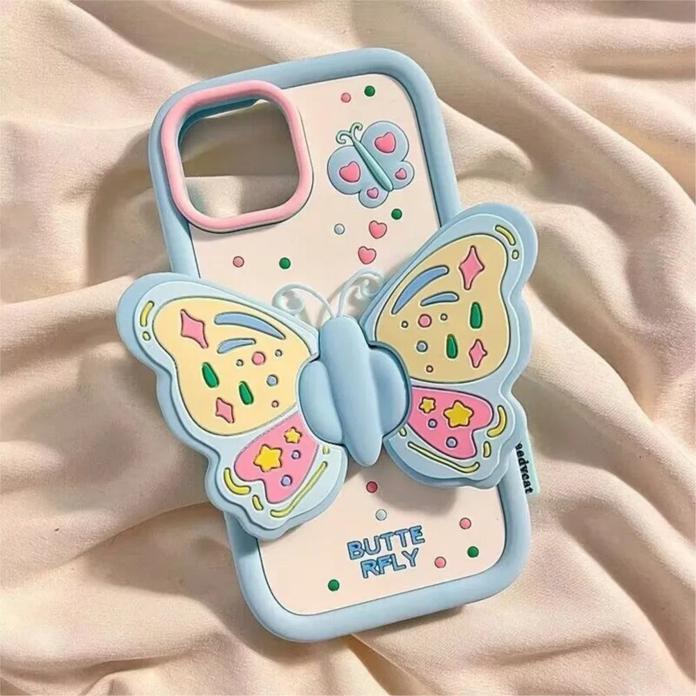 Cute Phone Cases for iPhone 15/14/13/12/11 - 3D Butterfly Holder - TSP324