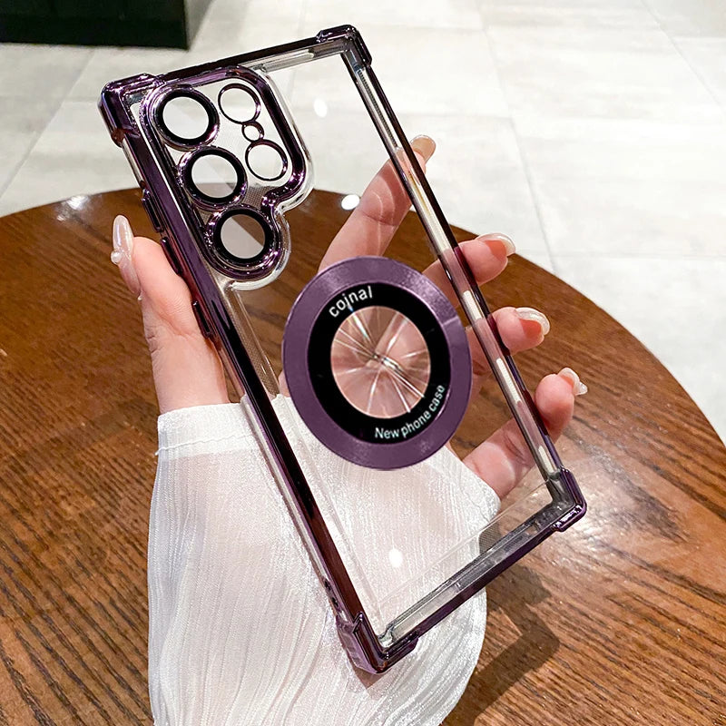 Cute Phone Cases For Galaxy S24, S23, S22 Ultra Plus FE - Luxury Transparent Plating Bumper Cover - TSP412
