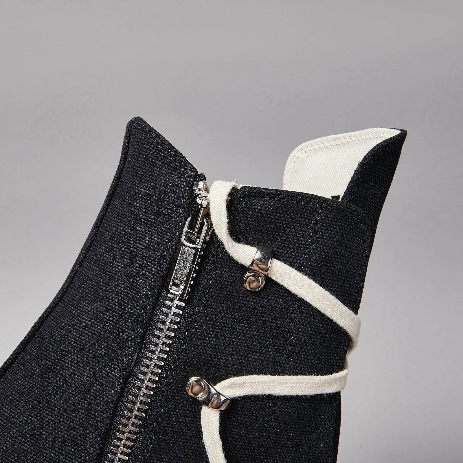 Brand Women Sneaker Casual High Top Lace Up Men Shoe Pentagram Black ricks Luxury Designer owens Canvas Zip Flat Ankle Boot - Touchy Style