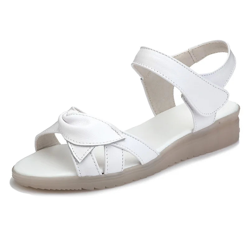 Summer Shoes Maternity Sandals Women Mother Shoes Flat Soft Genuine Leather hook & loop Casual Women Sandals