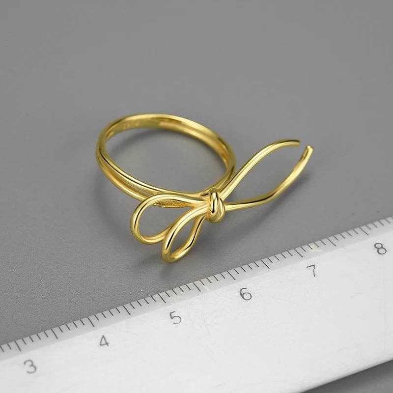 Lotus Fun 18K Gold Exquisite Lovely Knot Long Tassel Dating Rings for Women Gift Real 925 Sterling Silver Original Fine Jewelry - Touchy Style