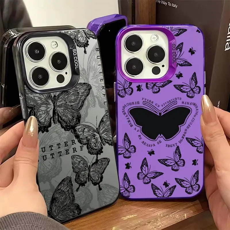 TSP34 Cute Phone Cases for iPhone 15, 14, 13, 12, 11 Pro Max, X, XS Max, XR, 7, or 8 Plus - Butterfly Leather Cover