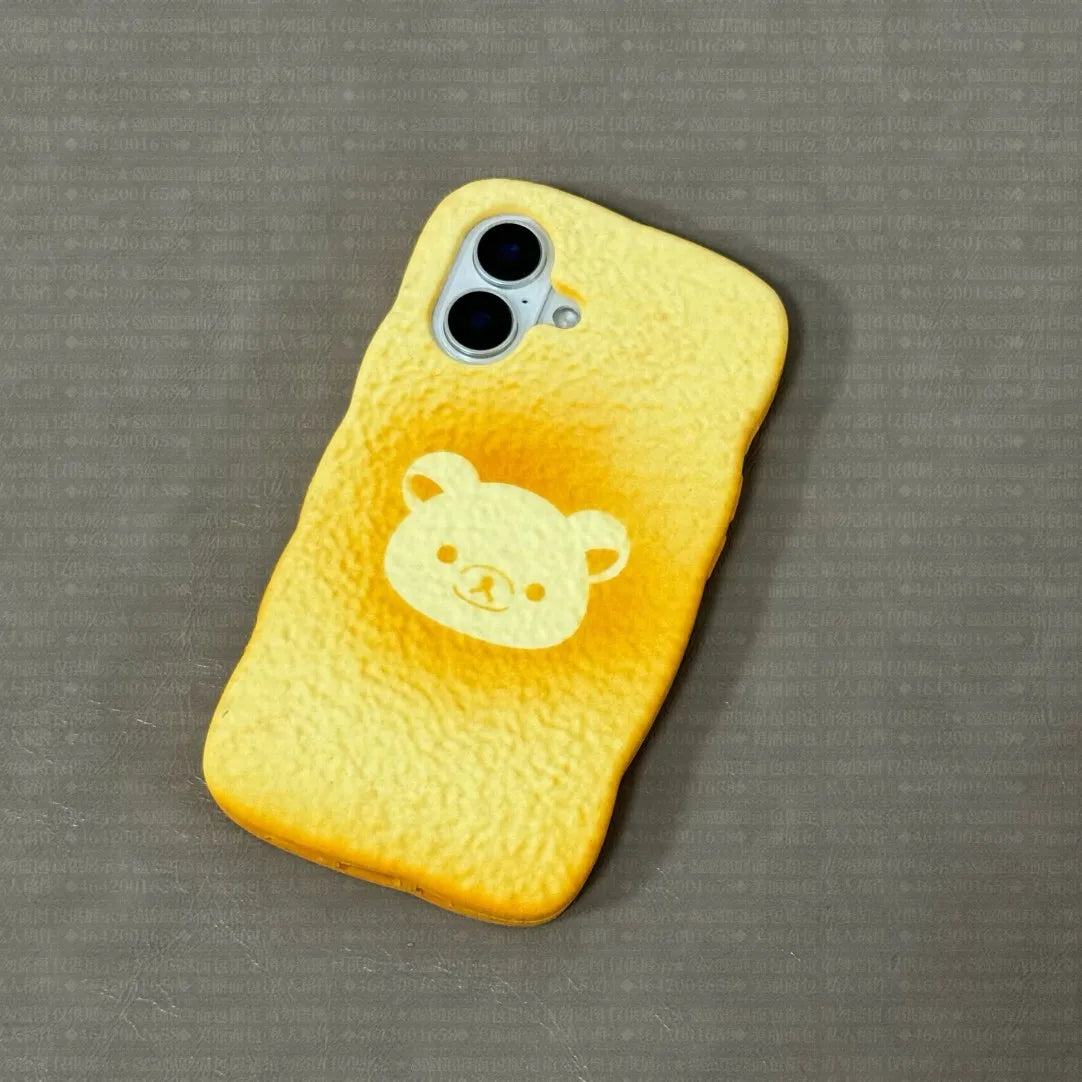 Sweet 3D Bread Rilakkuma Cartoon Soft Silicon Cute Gift Back Phone Case for iPhone 11 12 13 Pro 14 15 16 Pro Max 16 Plus Cover