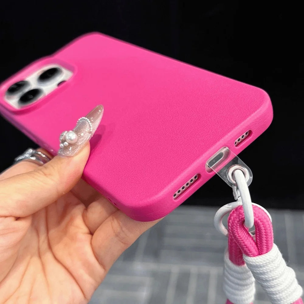 حافظات هواتف لطيفة لهاتف iPhone 16 Pro Max و7 و8 Plus وSE - Lazy Dog، غطاء جلدي حلوى مع سلسلة معصم - TSP478