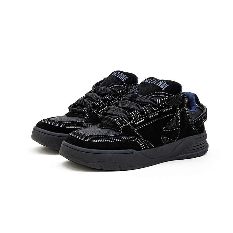 Maden 2023 Thick Sole Bread Skateboarding Shoes Autumn New Black Men&