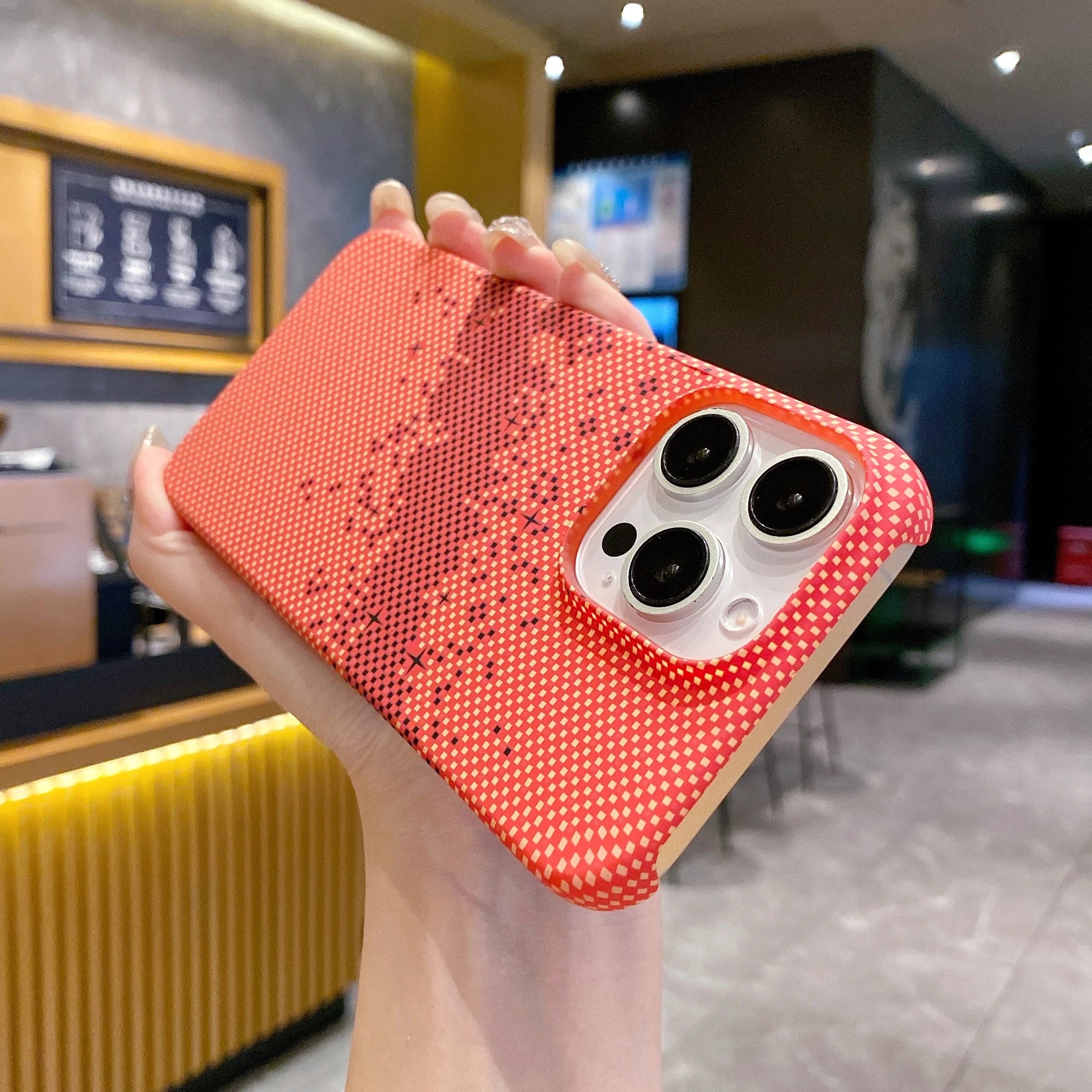 Cute Phone Cases For iPhone 16, 15, 14, 13, and 12 Pro Max models - Hit color Carbon fiber Texture - Hard PC Cover - TSP417