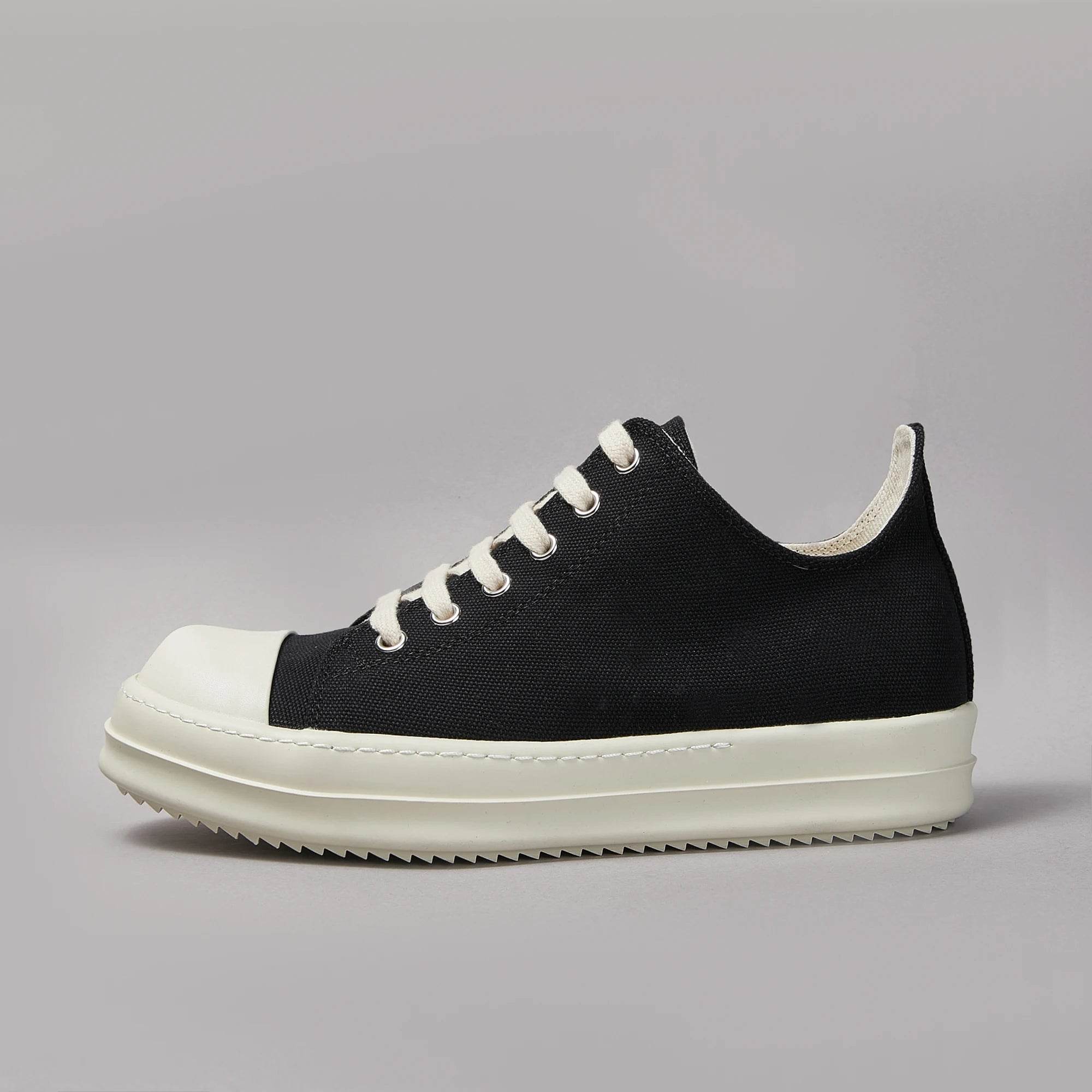 Brand Men Shoe Canvas Low Top Women Sneaker Classic Quality Round Black Lace Up Designer Luxury Thick-sole Casual Flat Shoe - Touchy Style