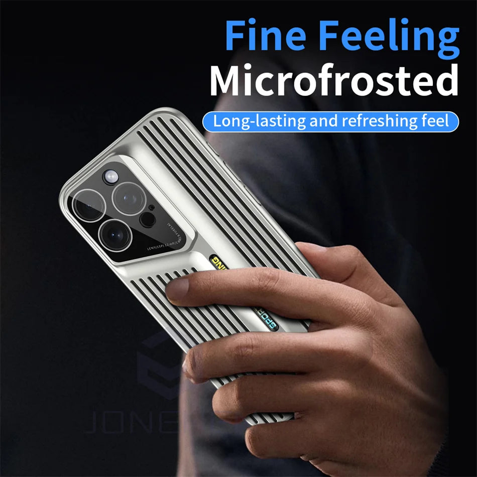 Luxury Heat Dissipation Blade Ultra thin Case For iPhone 15 14 13 12 16 Pro Max Skin Protection Fashion Shockproof Lens PC Cover