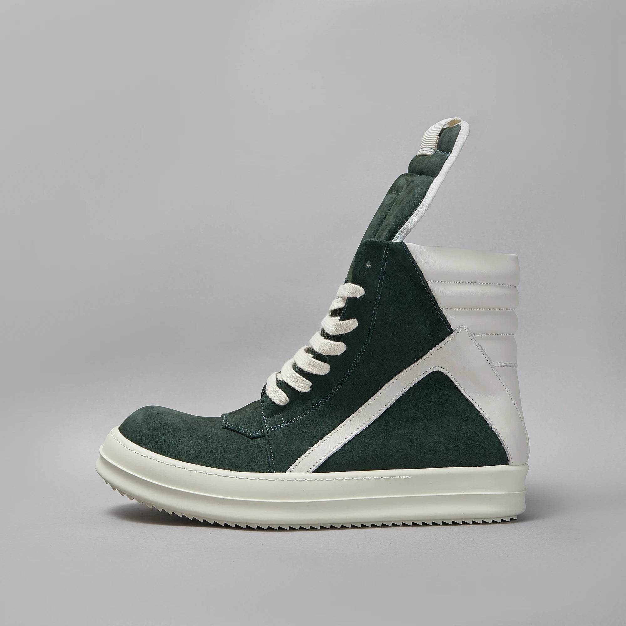 Brand Men Shoe Casual High Top Women Sneaker Leather Ricks Laces Green Geobasket Owens Zip Ankle Boot Designer Quality Flat Shoe - Touchy Style