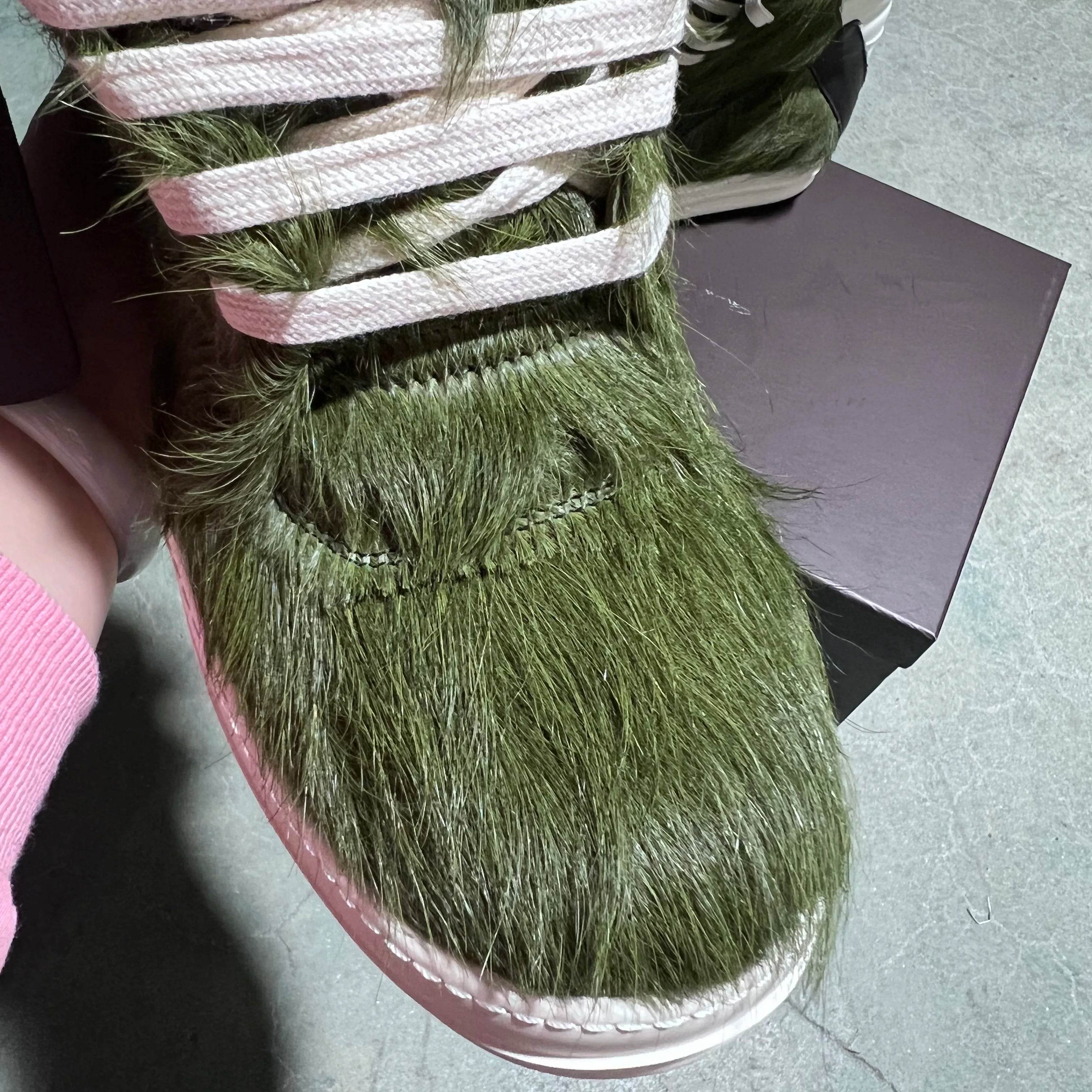 Brand Women Designer Ankle Boot Horse Fur Casual High Top Men Sneaker Leather Geobasket Army Green Zip Quality Thick-sole Shoe - Touchy Style