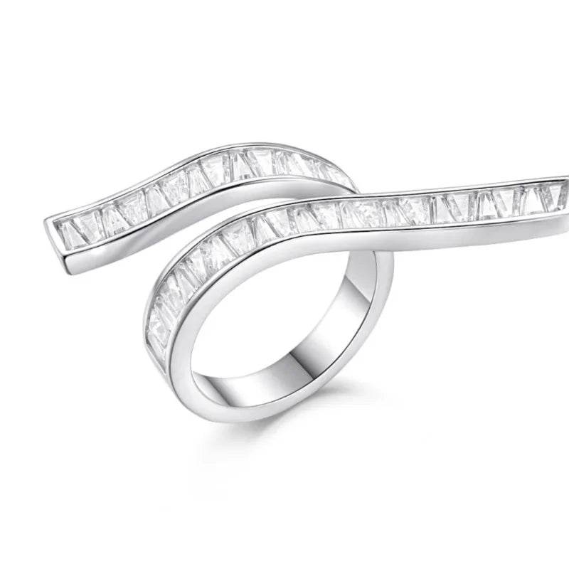 PANJBJ 925 Sterling Silver Irregular Zircon Rings For Women Splicing Versatile Originality Open Jewelry Gift Dropshipping - Touchy Style