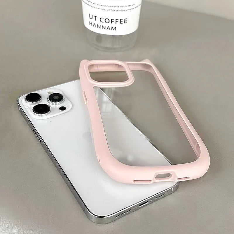 حافظات هاتف لطيفة TSP38 لهواتف iPhone 11، 12، 13، 14، 15 Pro Max - تصميم أذن القطة من السيليكون الناعم - غطاء ممتص للصدمات