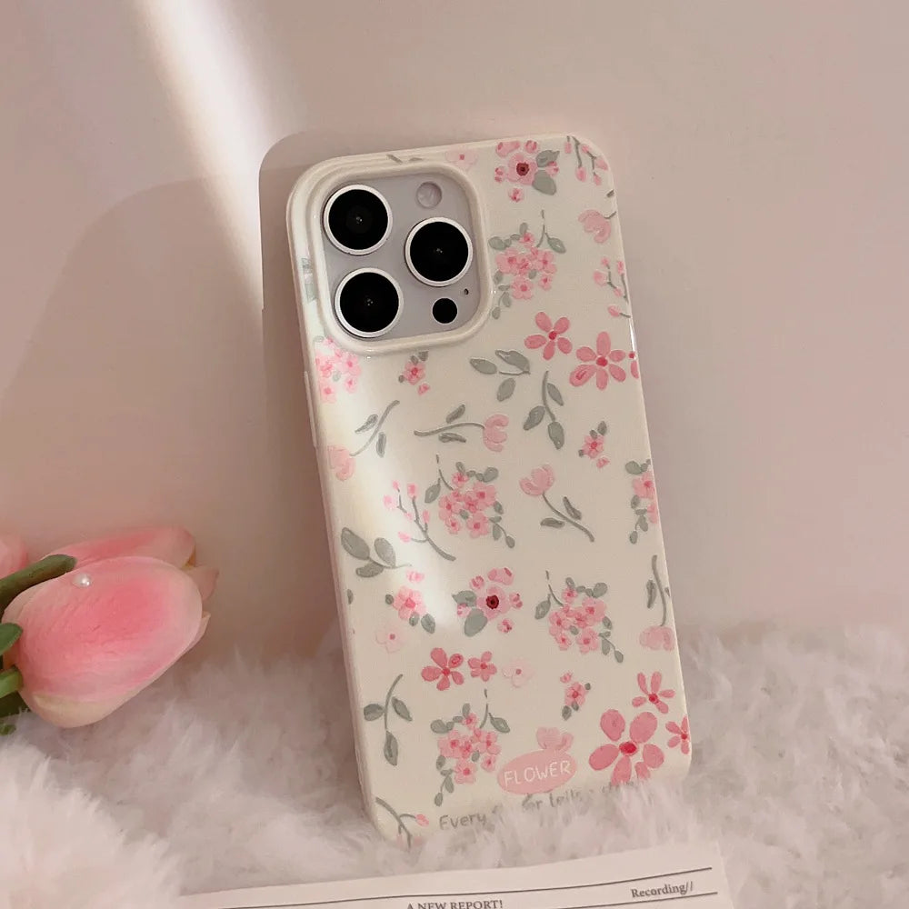 Cute Phone Cases - Flower Branch Pattern For iPhone 16, 15, 14, 13, 12, 11 Pro Max, XS, XR, 7 8 Plus - Matte Soft Silicone Bumper Cover