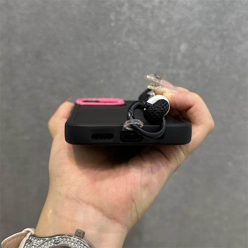 Collision Color Lens Protector Soft Case For iPhone 16 15 ProMax 14 Plus 13 12 11 Xs Max Xr X Luxury Wrist Strap Lanyard Cover