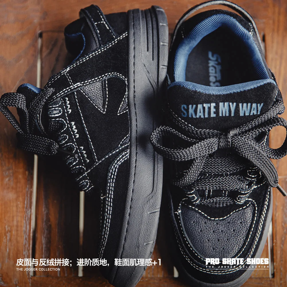 Maden 2023 Thick Sole Bread Skateboarding Shoes Autumn New Black Men&