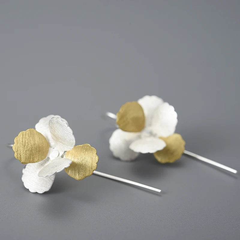 Lotus Fun Long Hanging Unusual Elegant Flower Dangle Earrings for Women Gift Real 925 Sterling Silver Party Luxury Fine Jewelry - Touchy Style