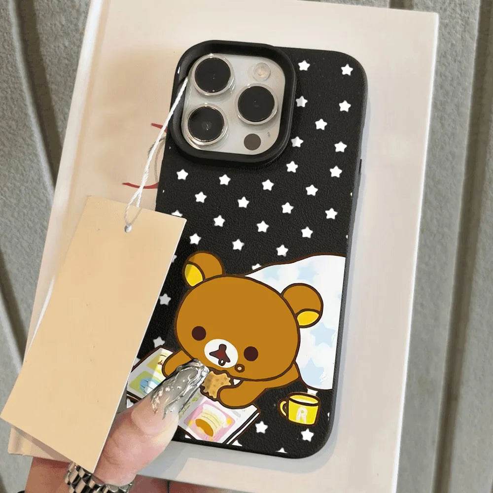 Cute Bear Leather Phone Case For iPhone 11 15 13 12 14 16 Pro Max 14 15 16 Plus Cartoon Shockproof Silicone Soft Cover Funda - Touchy Style