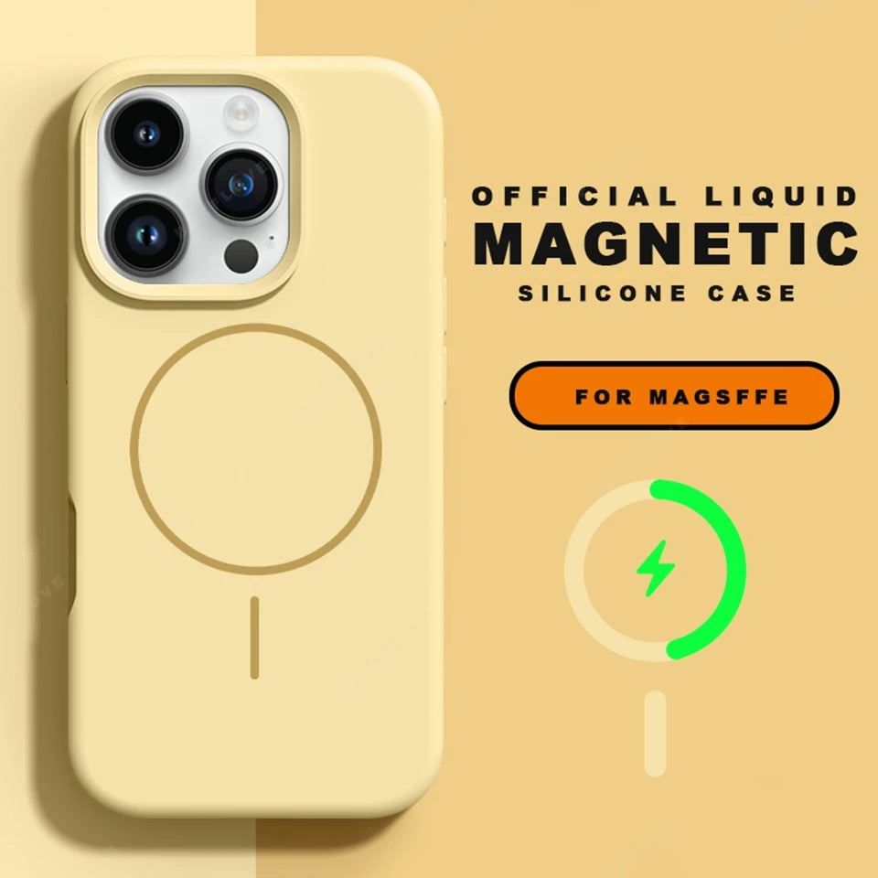 New Magnetic Lanyard Phone Case For iPhone 15 14 16 Plus 11 12 13 16 Pro Max Magsafe Liquid Silicone Strap Protector Soft Cover
