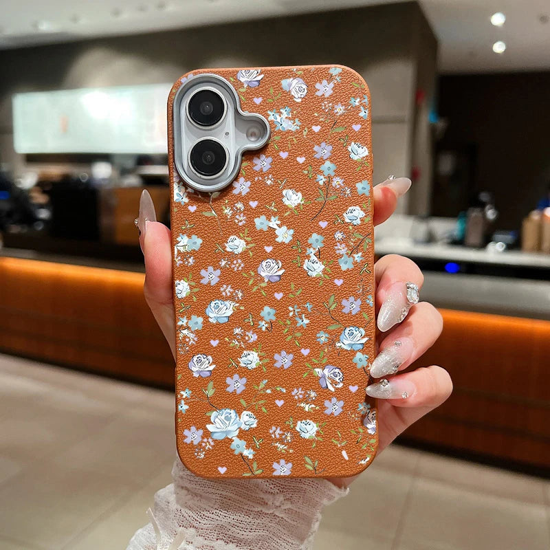 Blue Rose Flower Print Phone Case For iPhone 15 Case iPhone 16 14 13 12 Pro Max 14 Plus 11 Shockproof Leather Texture TPU Cover