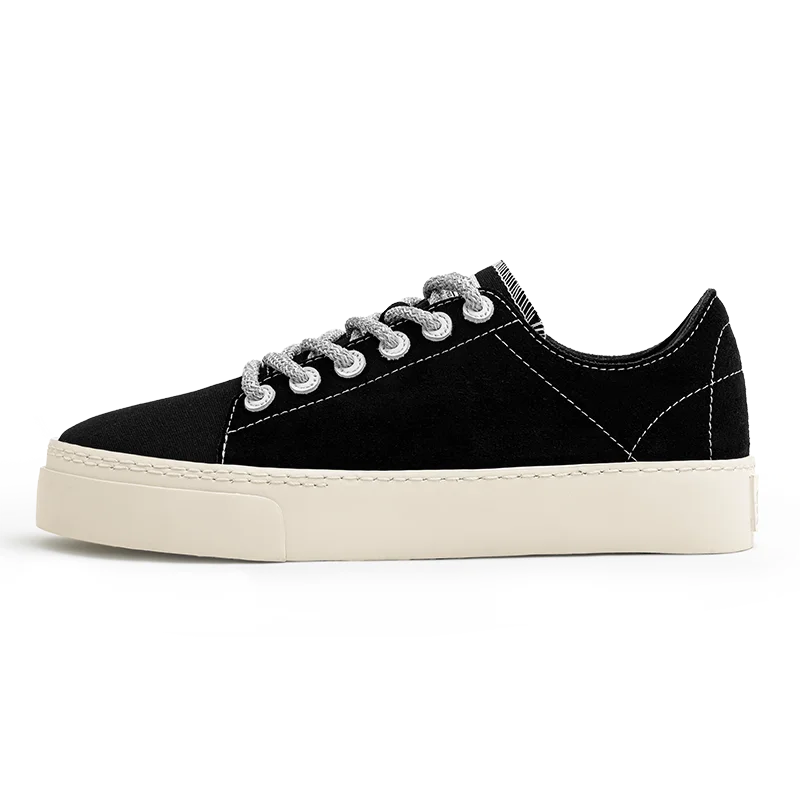 Maden Casual Thick-soled Canvas Shoes Black Low-top Height-increasing Shoes Versatile Sports Sneakers for Men&