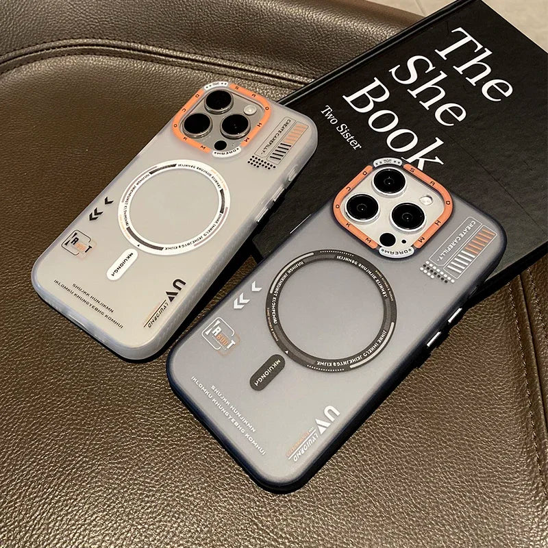Luxury Magnetic Clear Cute Phone Case for iPhone 16 Pro Max 12 13 14 15 Magsafe Wireless Charge Frosted Lens Protector Macsafe Cover