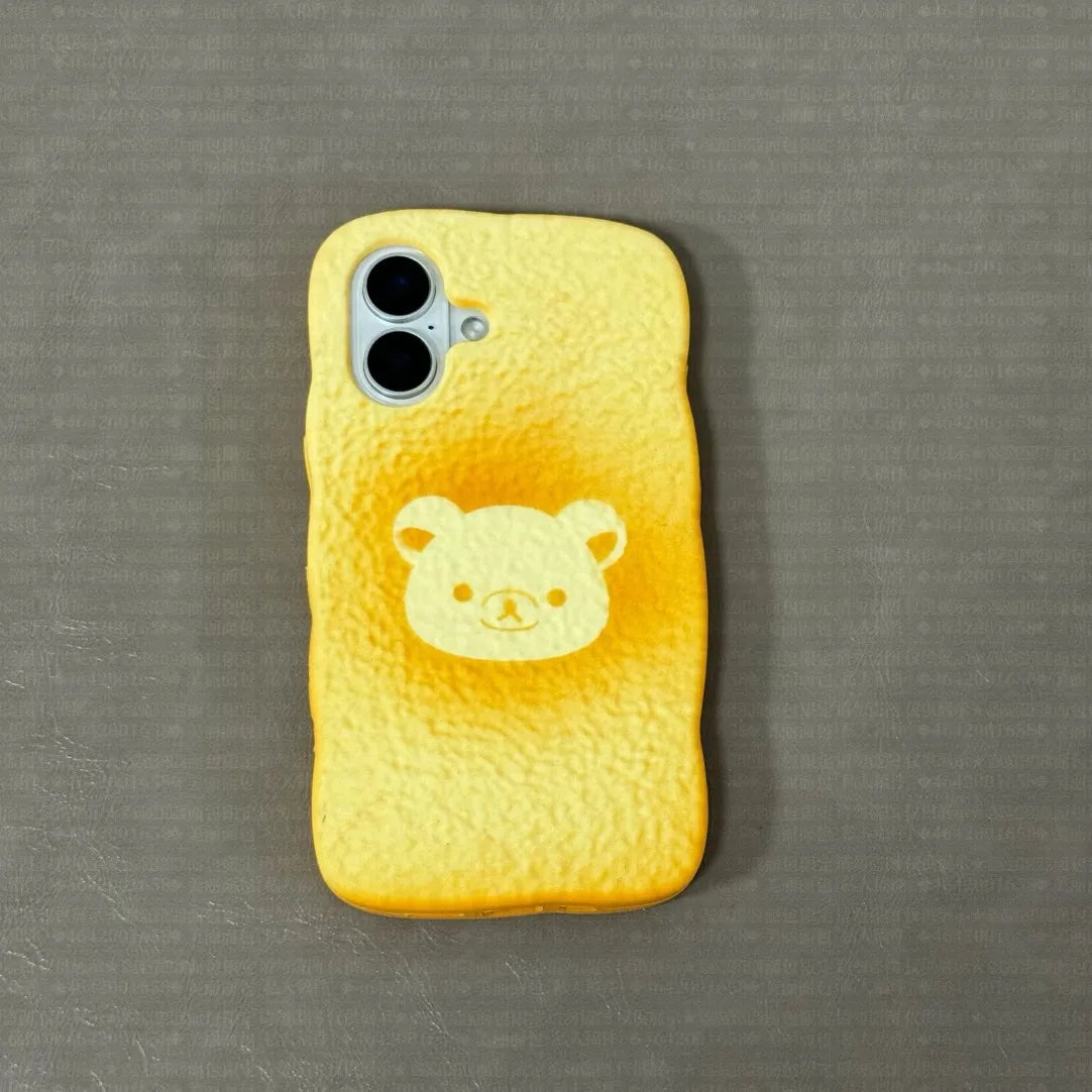 Sweet 3D Bread Rilakkuma Cartoon Soft Silicon Cute Gift Back Phone Case for iPhone 11 12 13 Pro 14 15 16 Pro Max 16 Plus Cover