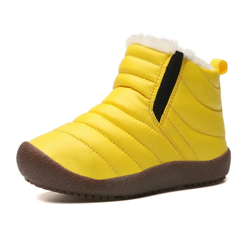 New Winter Children Shoes Leather Waterproof Warm Boots For Brand Girls Boys Plush Boots Fashion Sneakers Baby Snow Boot