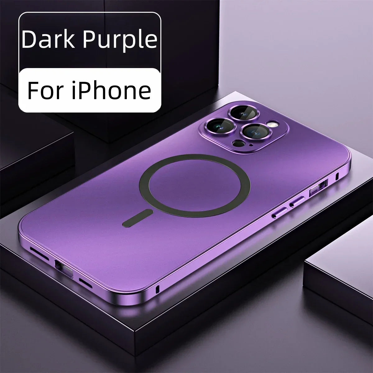 Aluminum Metal Frame Magnetic Case For iPhone 16 15 14 13 12 Pro Max Plus Magsafe Wireless Charge Glass Lens PC Backboard Cover