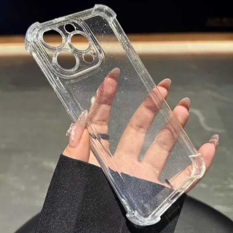 Cute Phone Cases For iPhone 11, 12, 13, 14, or 15 Pro Max - Plating Silver Bowknot - Transparent Cover - TSP257