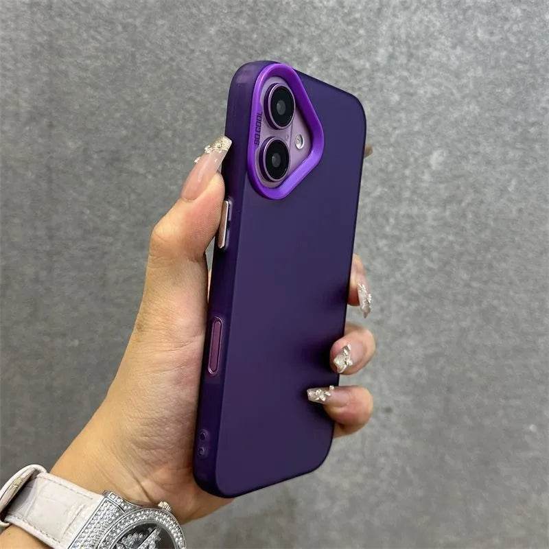 16e Silver IMD Metallic Aurora Matte Case For Phone 16 15 14 Pro Max 13 12 mini 11 16E Wristband Lanyard Slim Shockproof Cover - Touchy Style