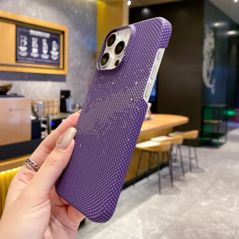 Cute Phone Cases For iPhone 16, 15, 14, 13, and 12 Pro Max models - Hit color Carbon fiber Texture - Hard PC Cover - TSP417