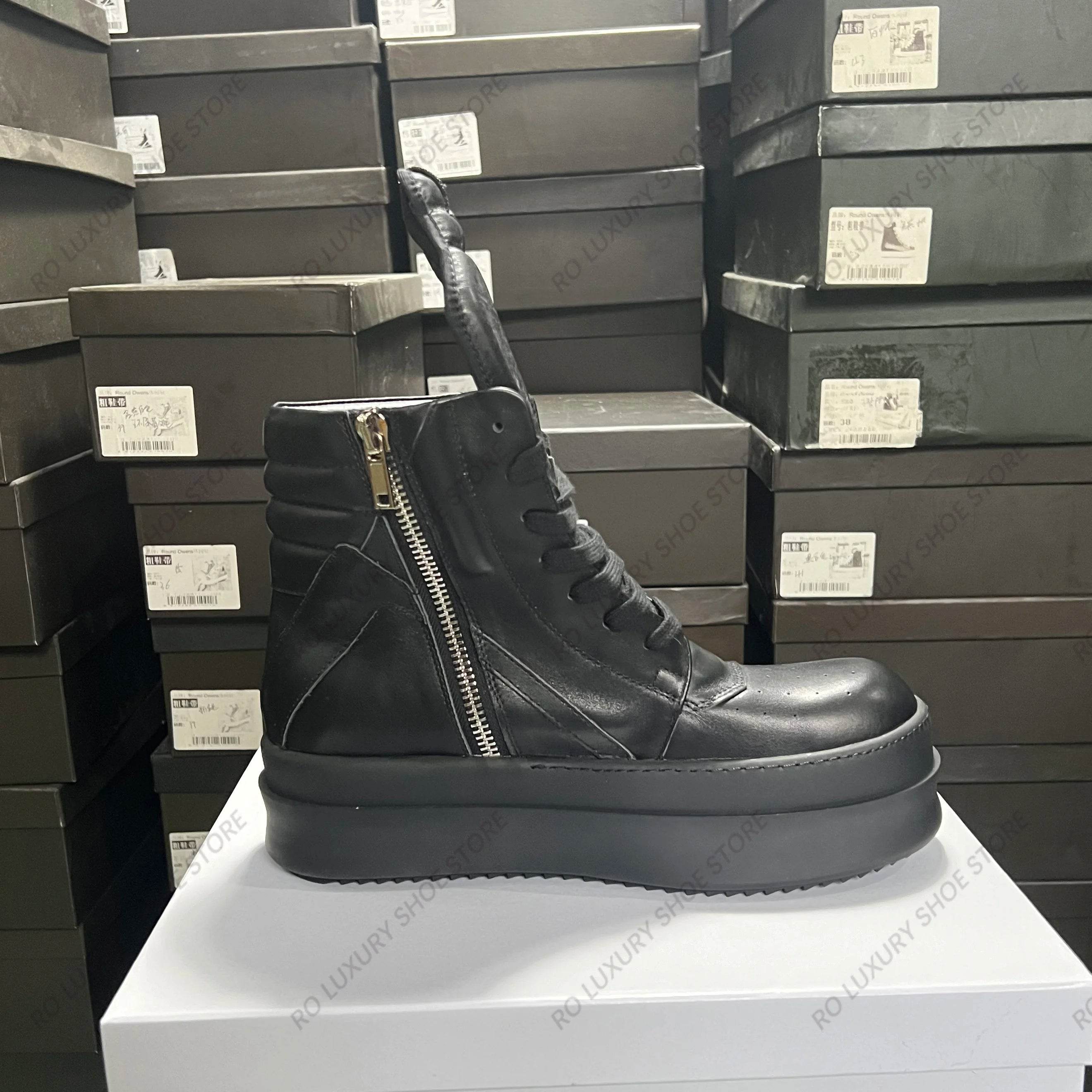 Brand Designer Women Ankle Boot Platform 6cm Casual Italy Girl Geobasket Black Leather Zipper Flat Thick-sole Luxury Street Shoe - Touchy Style