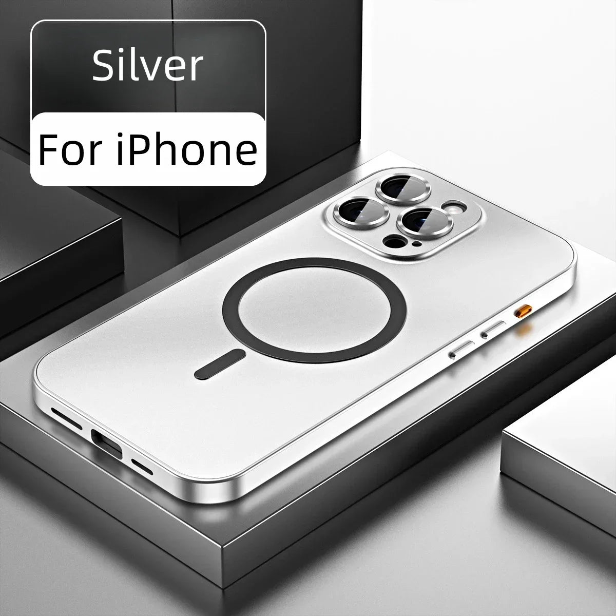 Aluminum Metal Frame Magnetic Case For iPhone 16 15 14 13 12 Pro Max Plus Magsafe Wireless Charge Glass Lens PC Backboard Cover