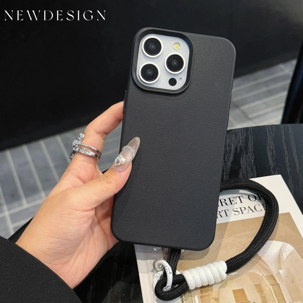 حافظات هواتف لطيفة لهاتف iPhone 16 Pro Max و7 و8 Plus وSE - Lazy Dog، غطاء جلدي حلوى مع سلسلة معصم - TSP478