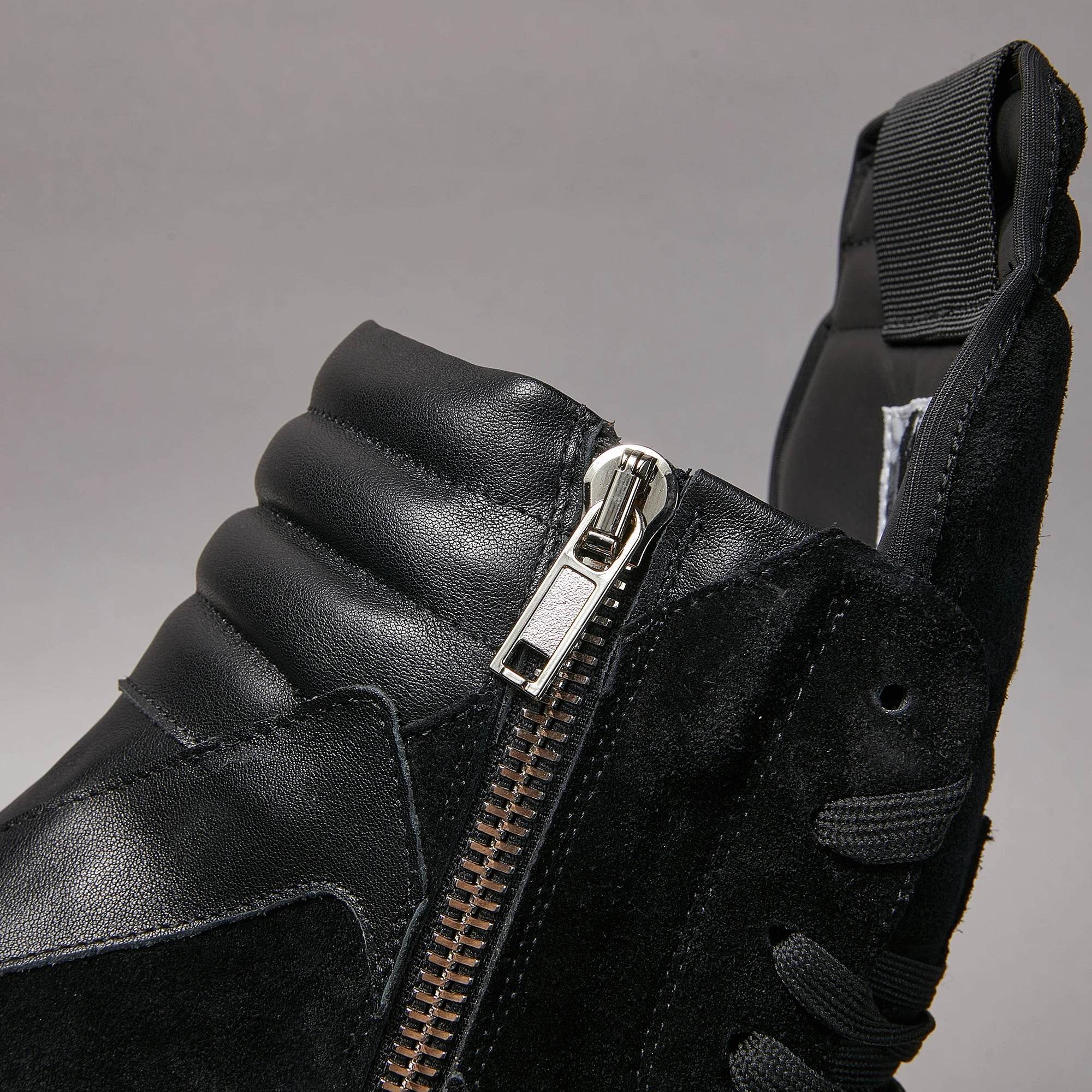 Brand Men Shoe Casual High Top Women Sneaker Quality Black Leather Geobasket Fashion Thick-sole Roman Zip Luxury Ankle Boot - Touchy Style