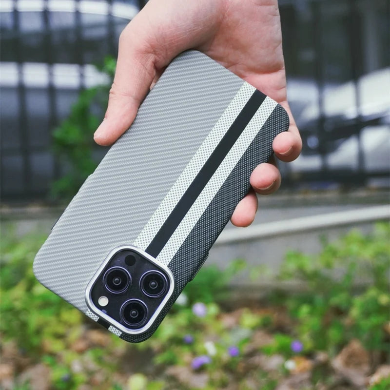 Cute Phone Cases for iPhone 12, 13, 14, 15, and Pro Max models - Carbon Fibre Hard PC Armor Cover - TSP200