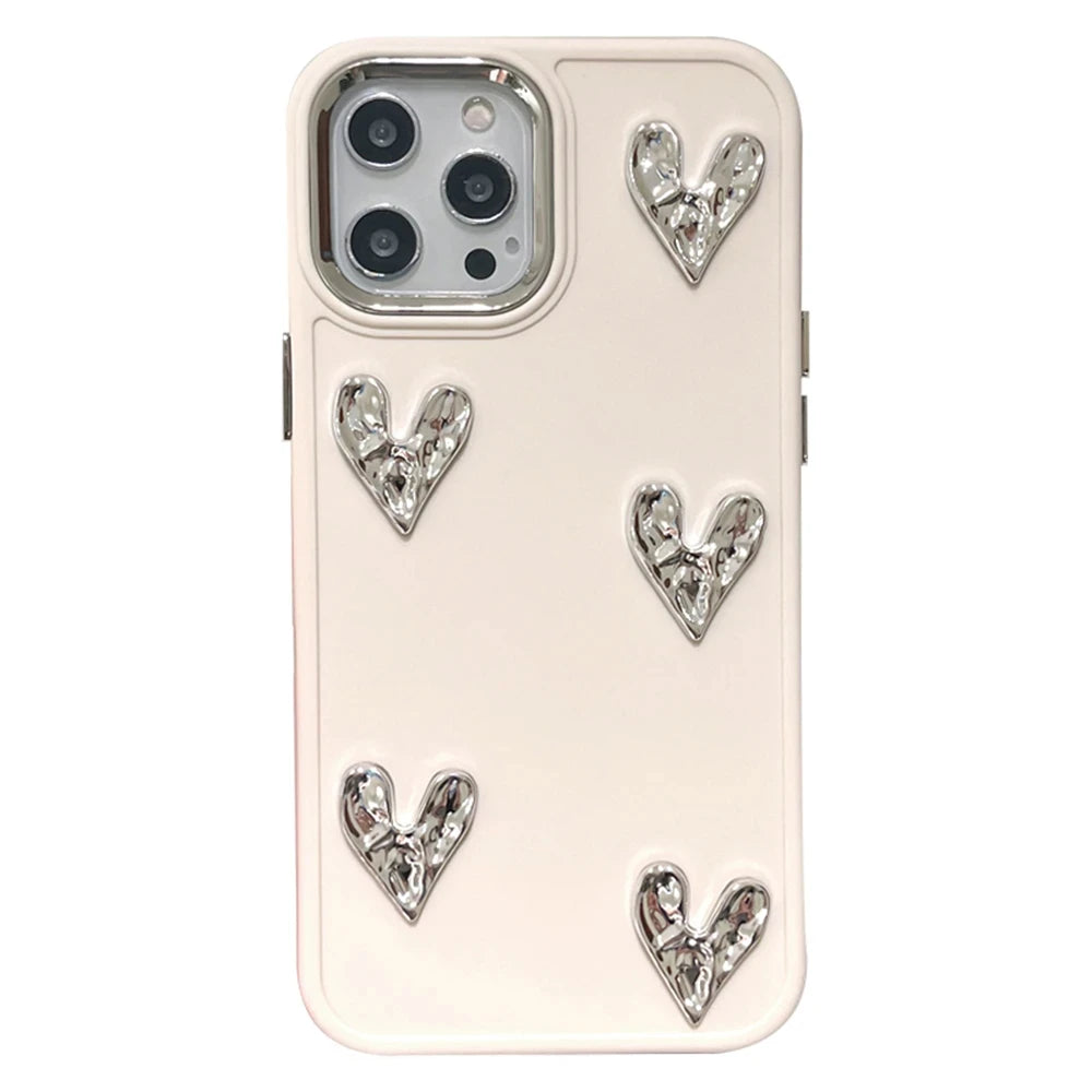 حافظات هاتف لطيفة لهاتف iPhone 14 Pro Max و13 و12 و11 وX وXS وXR و7 و8 Plus - غطاء ثلاثي الأبعاد بلون الحلوى على شكل قلب - TSP360