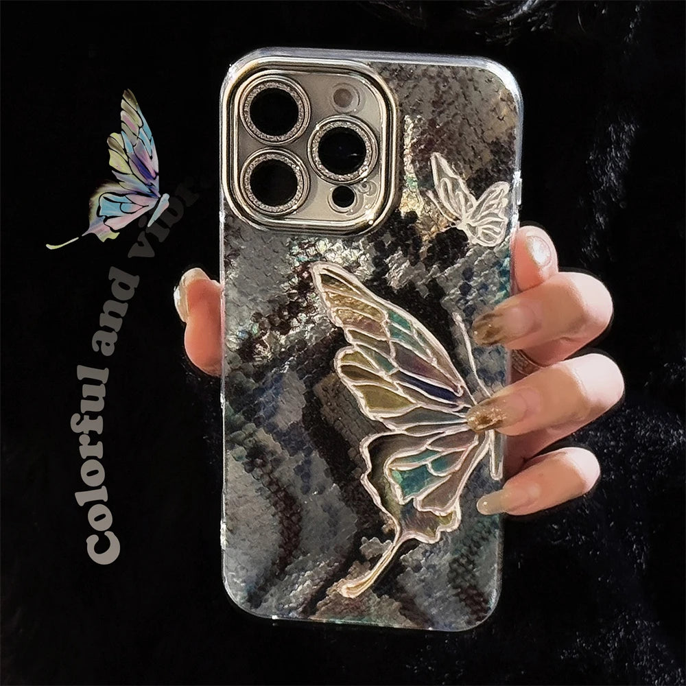 Korean Cute 3D Plating Love Heart Phone Case For iPhone 16 15 13 12 11 Pro Max 14 Plus Lens Protective Cover