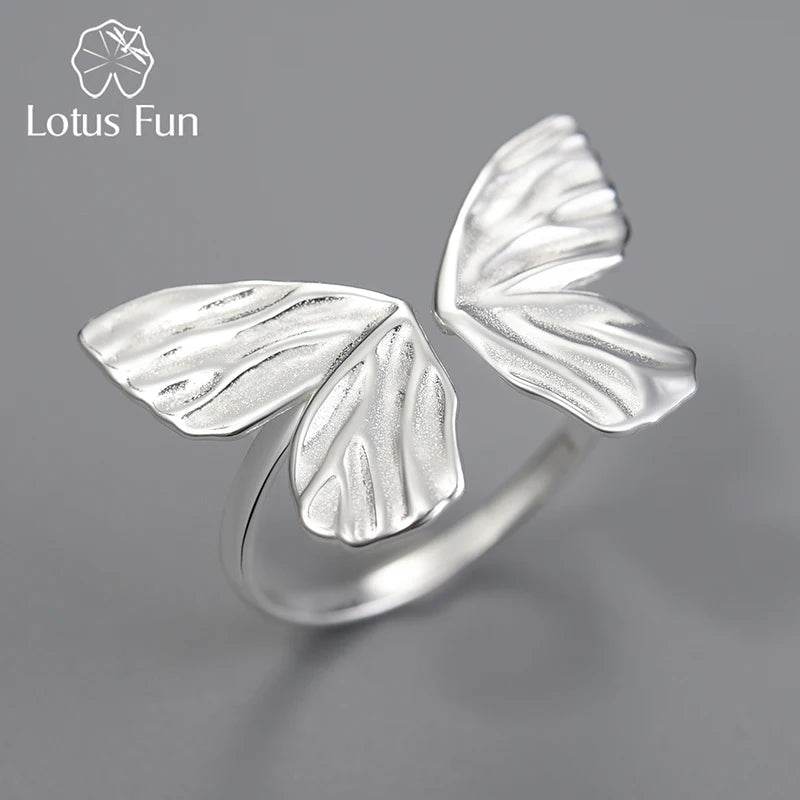 Lotus Fun 18K Gold Adjustable Vintage Butterfly Dating Rings for Women Gift Real 925 Sterling Silver Luxury Quality Fine Jewelry - Touchy Style