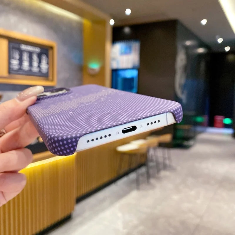 Cute Phone Cases For iPhone 16, 15, 14, 13, and 12 Pro Max models - Hit color Carbon fiber Texture - Hard PC Cover - TSP417