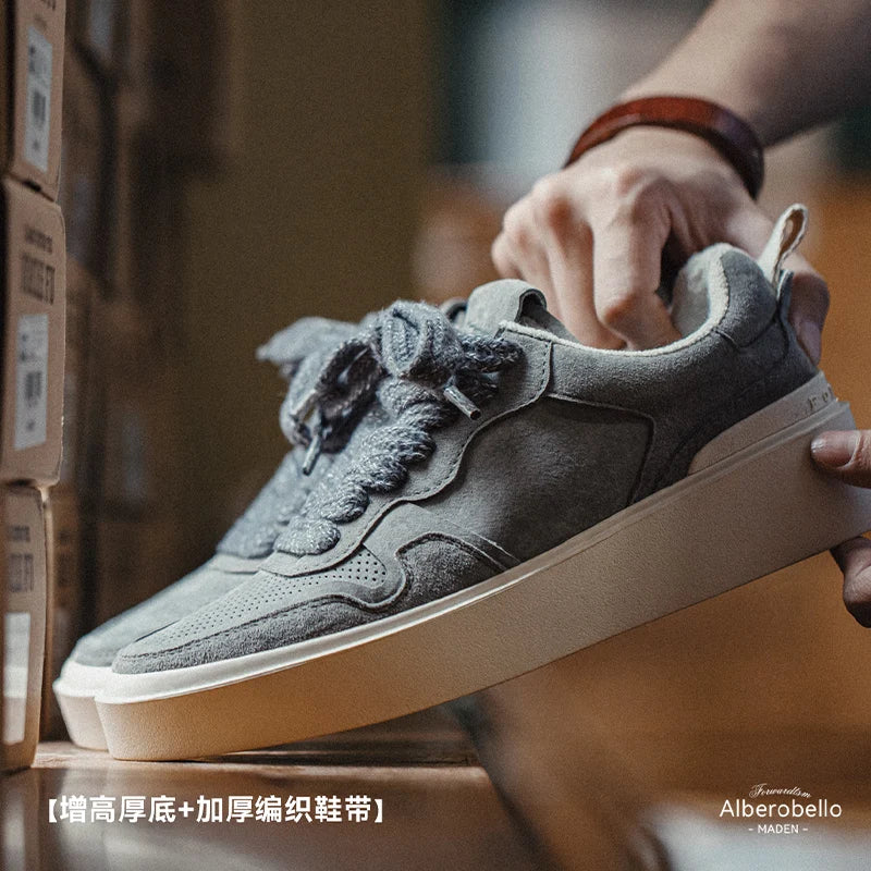 Maden 90S Retro Skateboarding Shoes Men Gray Casual Shoes Spring and Summer Breathable Versatile Sneakers Lace-up Rubber Sole