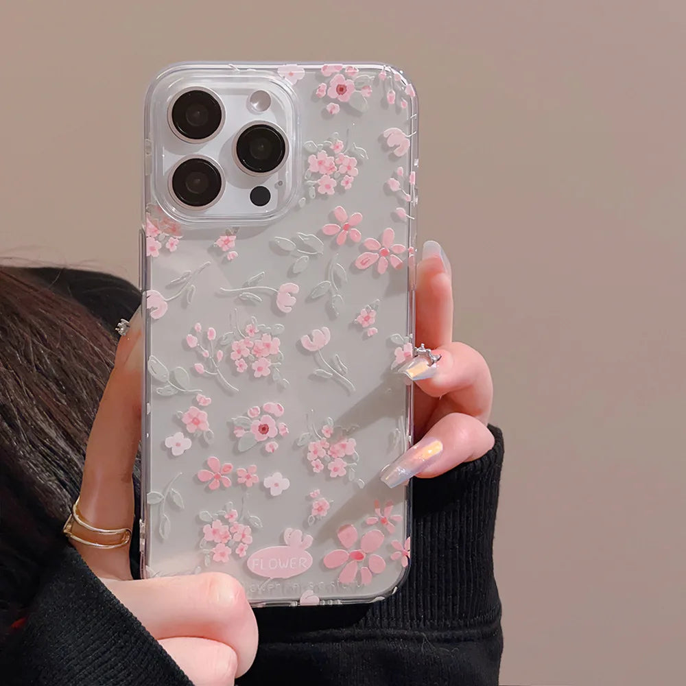 Cute Phone Cases - Flower Branch Pattern For iPhone 16, 15, 14, 13, 12, 11 Pro Max, XS, XR, 7 8 Plus - Matte Soft Silicone Bumper Cover