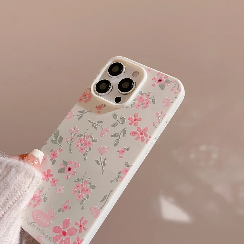 Cute Phone Cases - Flower Branch Pattern For iPhone 16, 15, 14, 13, 12, 11 Pro Max, XS, XR, 7 8 Plus - Matte Soft Silicone Bumper Cover