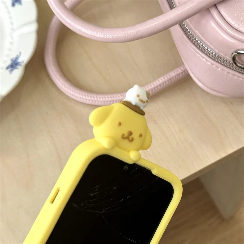 Cute 3D Cartoon PomPomPurin Phone Case For iPhone 16 15 14 13 12 Pro Max 11 Soft Silicone - Cute Phone Cases