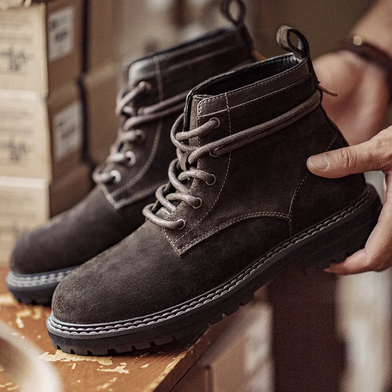 Maden Retro Brown Mid-top Boots Genuine Leather Breathable Casual Shoes for Men Fall and Winter Workwear Versatile Desert Boots