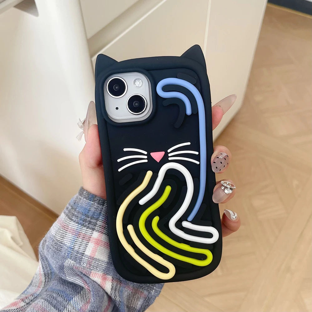 Funny Meow Meow Cat Relieve Stress Case Soft Silicone Cover For iPhone 15 14 13 Pro Max