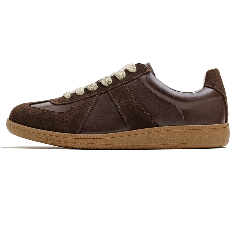 Maden New Classic Brown Spliced German Trainer Shoes Flat Low-top Sneakers for Men&