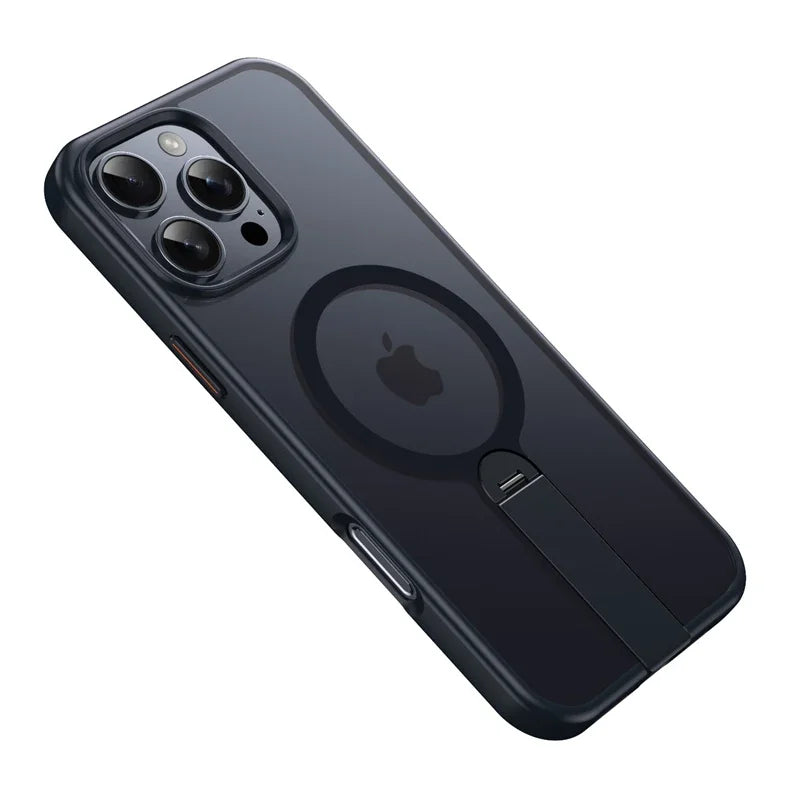 360 Hidden Metal Stand Magnetic Case for Magsafe IPhone 16 15 14 13 12 Pro Max Plus IPones i16 i15 ProMax Mag Safe Phone Cover