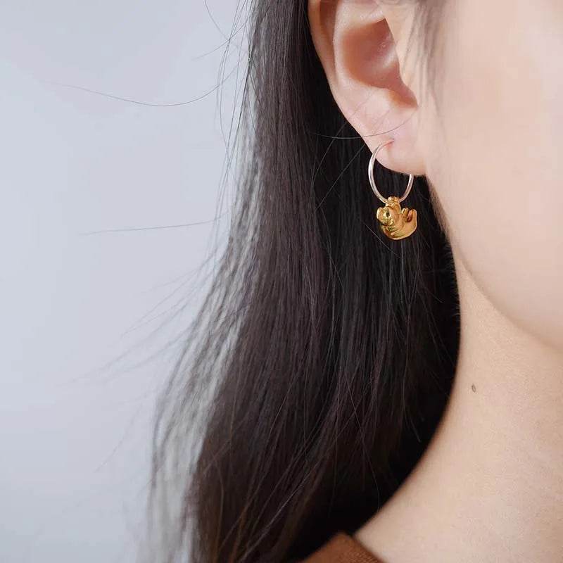 Lotus Fun 18K Gold Cute Koala Round Hoop Earrings for Women Gift Real 925 Sterling Silver Original Luxury Quality Fine Jewelry - Touchy Style