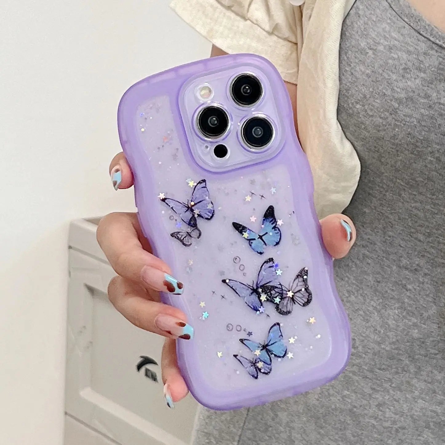 Cute Phone Cases: Bling Glitter Butterfly Bumper for iPhone 7-15 Pro Max - TSP308
